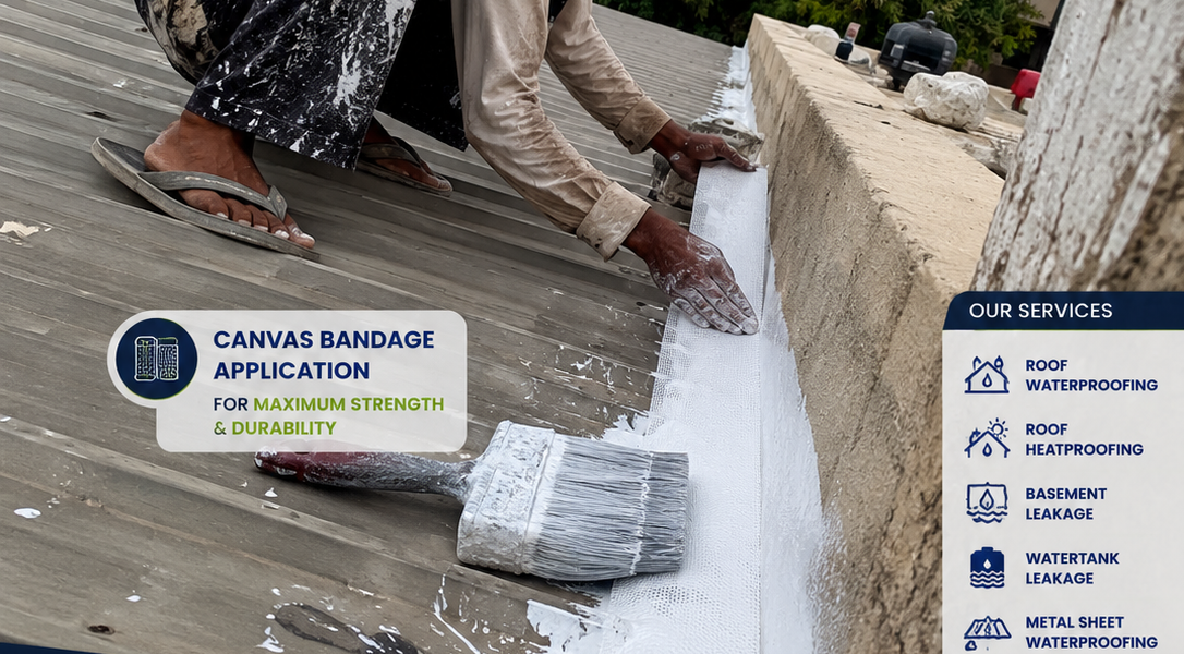 Professional Canvas Bandage Roof Waterproofing Process in Karachi by Sealify
